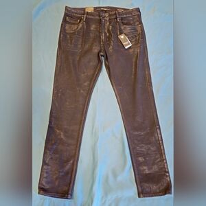 Guess Men's Black Slim Fit Tapered Leg Jeans Size 36x32 NWT Powder Coated Black